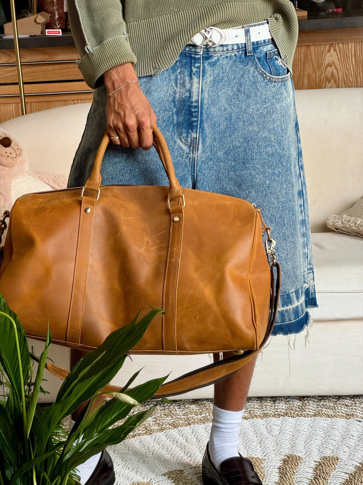 COFFT Crazy Horse leather duffle bag for weekend travel