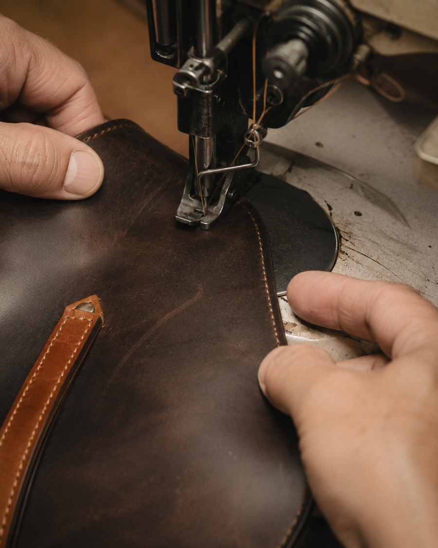 Leather stitching process
